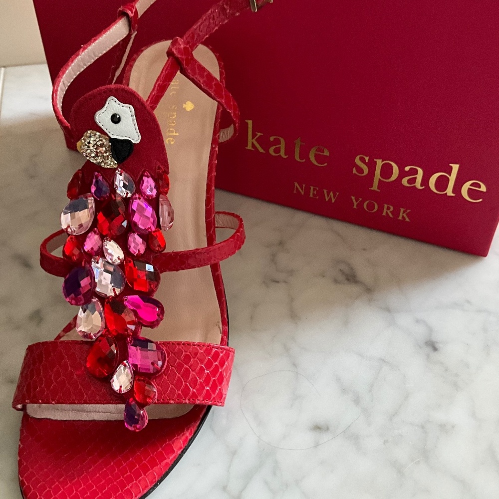 Kate Spade “Idalou” ruby python sandals with jewe… - image 3